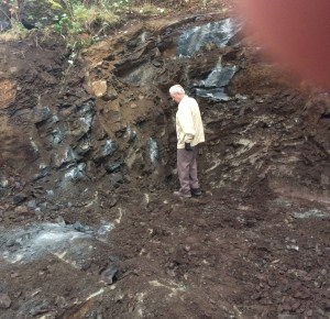 View towards the back of the neighbours lot, with Eric.